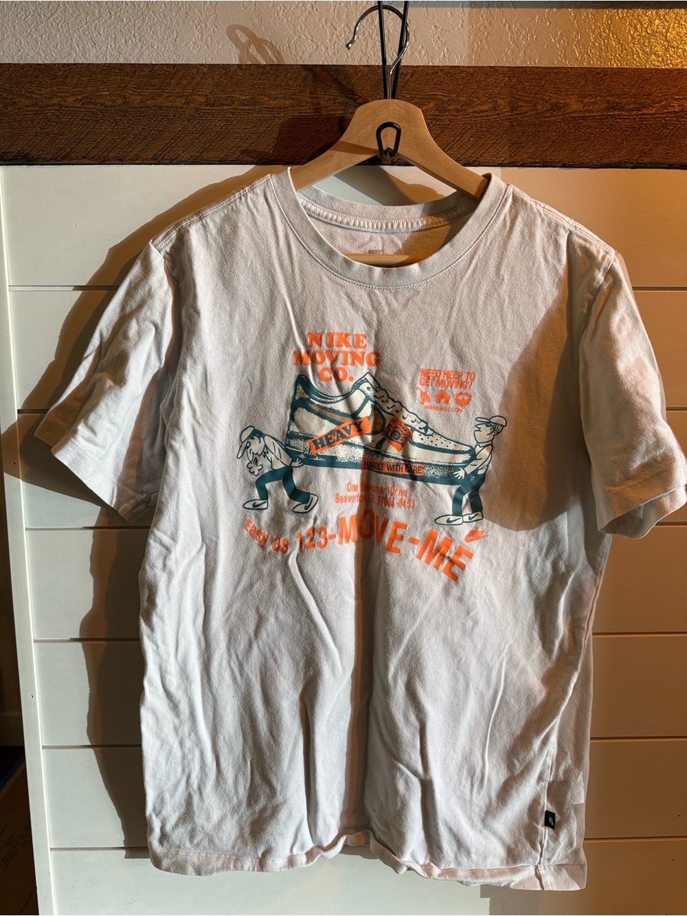 Nike White Short Sleeve Tee with Orange & Teal Graphic